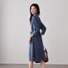 SOFSIL Women's Belted Long Sleeve Denim Midi Dress