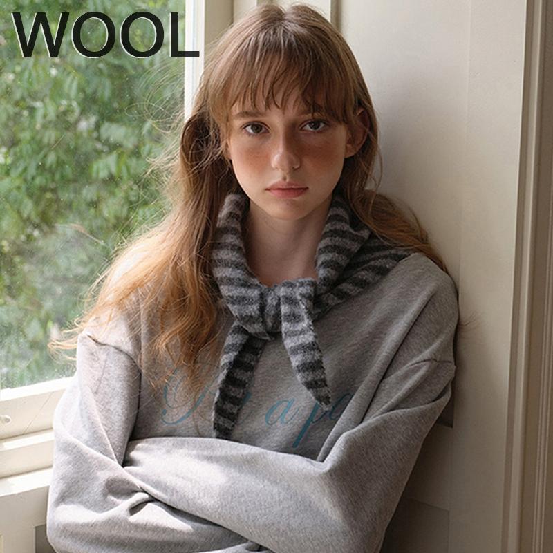 Women Wool Knitted Triangle Scarf Shawl For Winter Warm Soft Striped Triangle Bandana Lady Wool Scarves Poncho Stoles