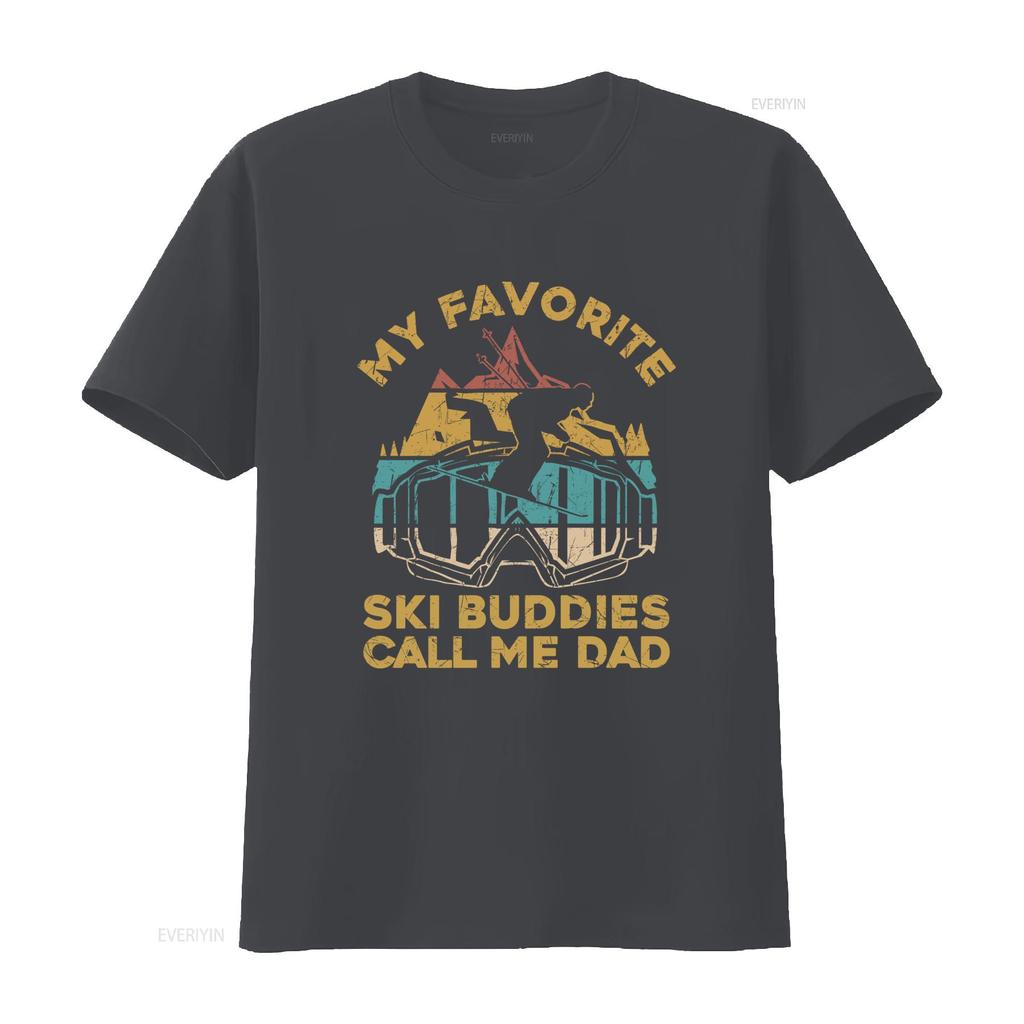 My Favorite Buddies Call Me Dad Skiing T Shirt Casual Crew Neck Slight Stretch Fabric Regular Fit Perfect For Unisex All Vintage
