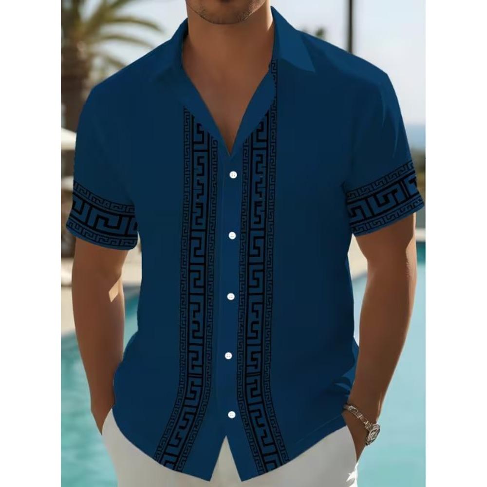 Men's Retro Pattern 3D Print Shirt Button Up Shirt Casual Shirt Summer Shirt Short Sleeve Daily Vacation Clothing