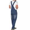 Men's Slim-Fit Retro Denim Overalls - Large Size, Solid Color