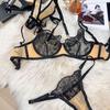 Sex set Sexy fun French ultra-thin embroidered lace small garter three-piece set