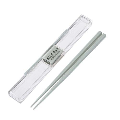 Lustroware NiceDay Bento Cutlery Set 18cm Chopsticks and Spoon with Silent Grayish Beige Case H-600 GB