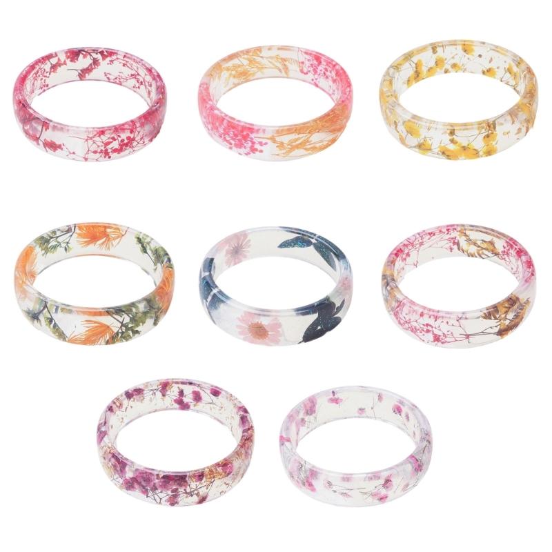 Elegant Resin Bangle With Preserved Flowers Comfortable Dried Flower Wristband For Women Fashion Jewelry Gift