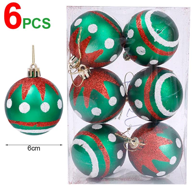 

6 шт./кор. Рождественские шары, украшения, подвески для рождественской елки, украшения для дома, рождественская вечеринка, подарки на Новый год в Навидаде