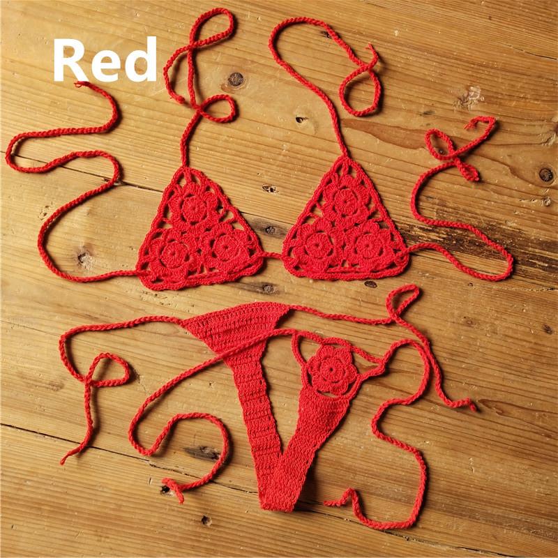 Handmade Crochet Mini Bikini Set, Beach Micro-swimsuit, Sexy Sunbathing Swimsuit