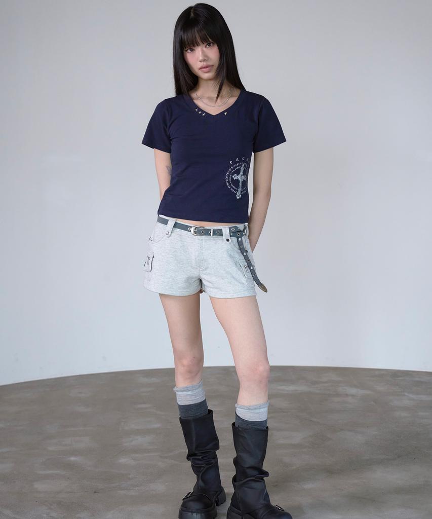 PRENDA Star Stud Short Sleeve Navy