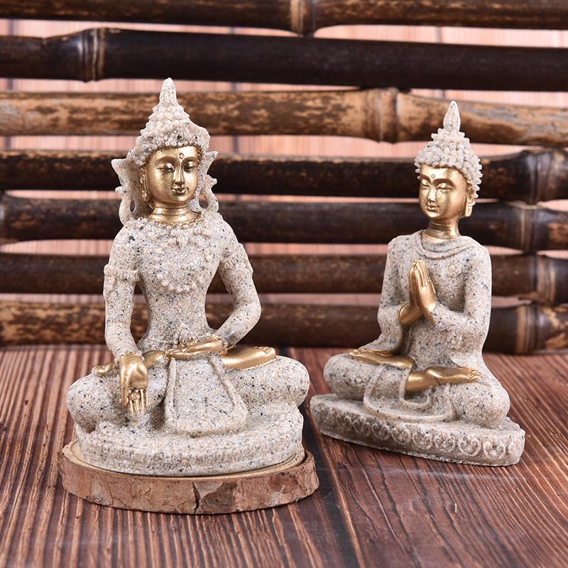 Buddha statuer Sandstein Thailand Buddha Skulptur Fengshui Figur Hjem Dekor
