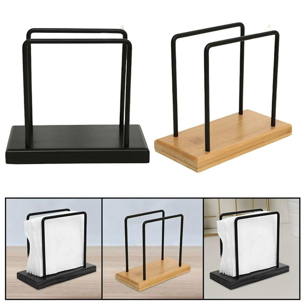 Standing Tissue Storage Rack Wooden Base Tissue Dispenser Stand Napkin Paper Holder Restaurant