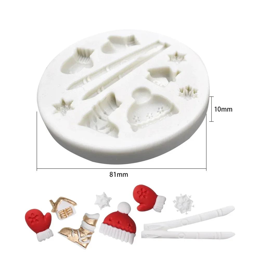 

Christmas Fondant Silicone Mold Suger Cake Decoration Mould Snata Hat Glove Snowflake House DIY Silica Gel Chocolate Baking Tool
