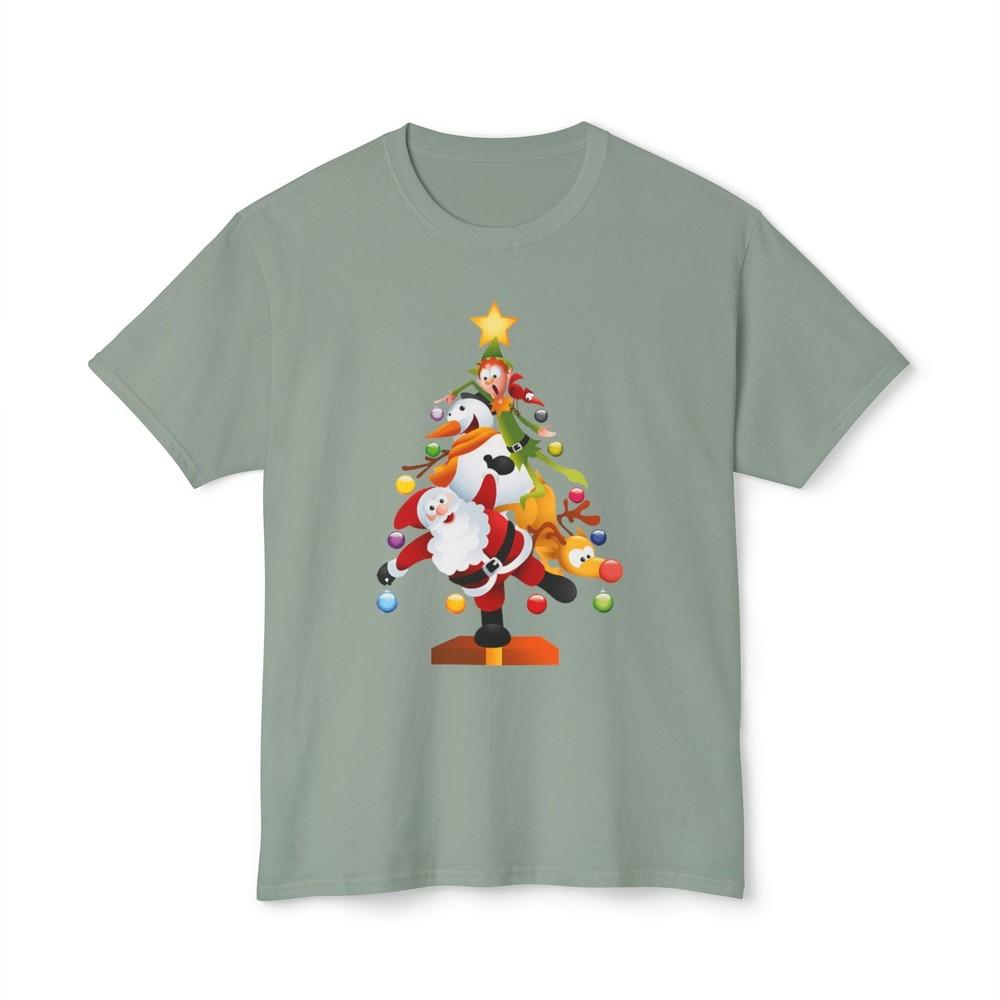 Christmas Trio Unisex T-Shirt with Santa, Snowman, and Elf Design 4XL