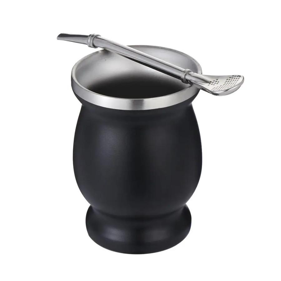 304 Stainless Steel Mate Cup  Double Wall Argentine Mate Gourd With Bombillas and Cleaning Brush