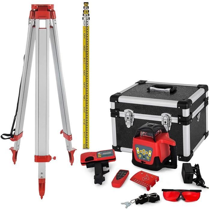 Rotary Laser Level - VEVOR - Self-Leveling - 500 m - IP54 - Tripod included rosso