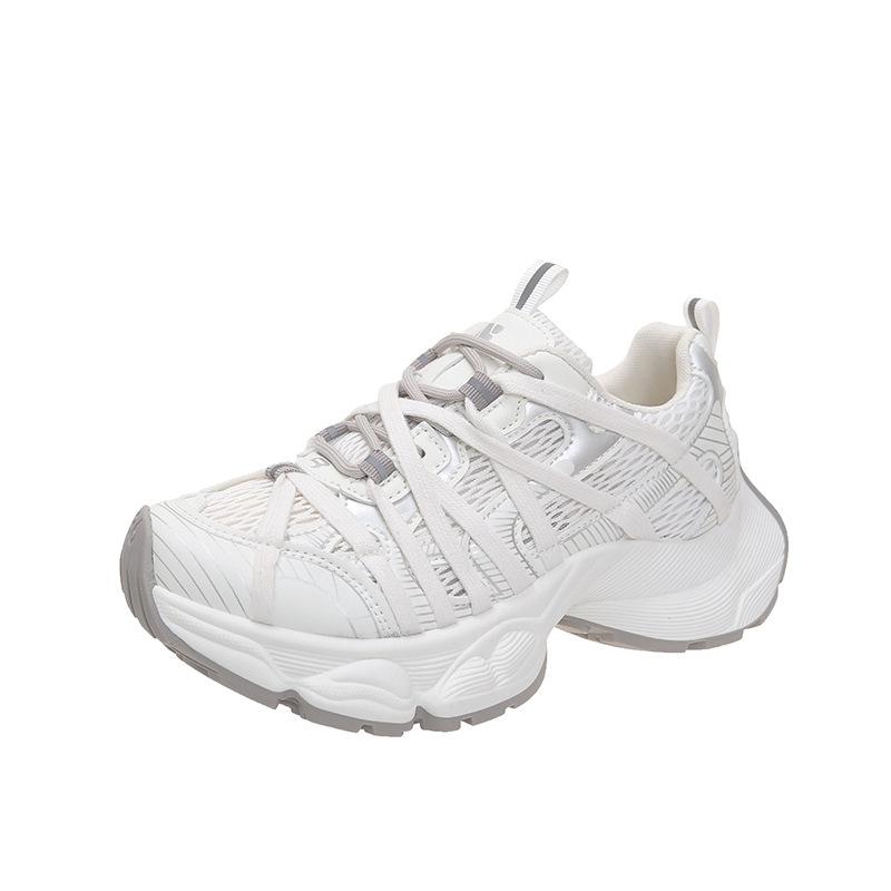 European station mesh thick-soled dad shoes women's 2025 spring new heightened breathable round head niche sports and leisure shoes