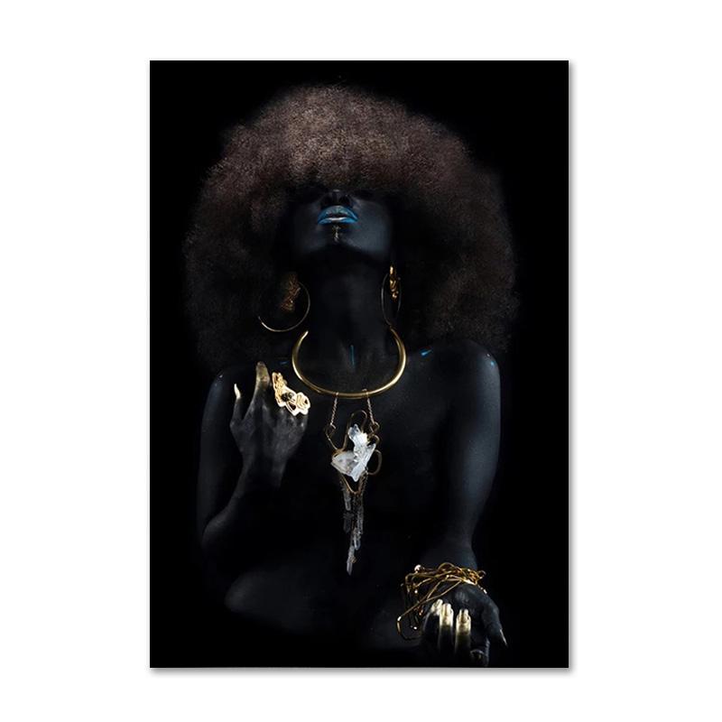 Schwarz und Gold afrikanische Kunst Poster drucken Frau Leinwand Malerei Wand Kunst Cuadros skandinavische Dekoration Home Bild Wohnzimmer