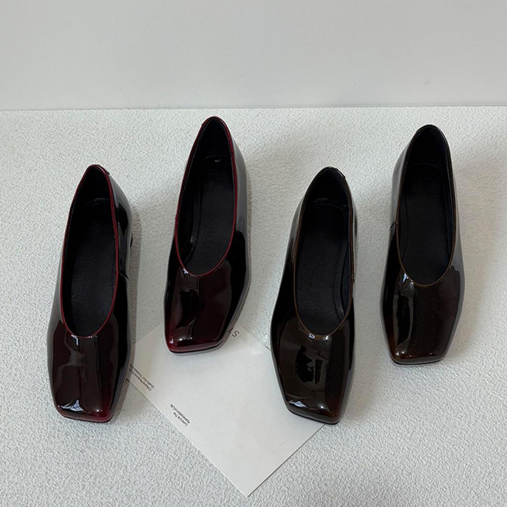 Sheepskin Version of the New British Versatile Lazy Flat Shoes Women's Single Shoes One Pedal Low Heel Diagonal Square Head Fashion Grandma Shoes