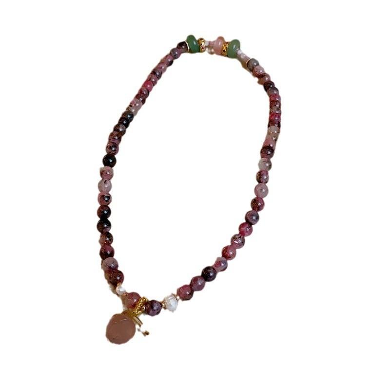 New Chinese Style Freshwater Pearl Strawberry Crystal Lotus Pendant Bracelet With Zircon For Women And Men