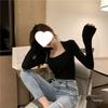 Autumn/Winter Women's Square Neck Long-Sleeve Slim Fit Solid Color Sweater - Gentle Style Two-in-One Design