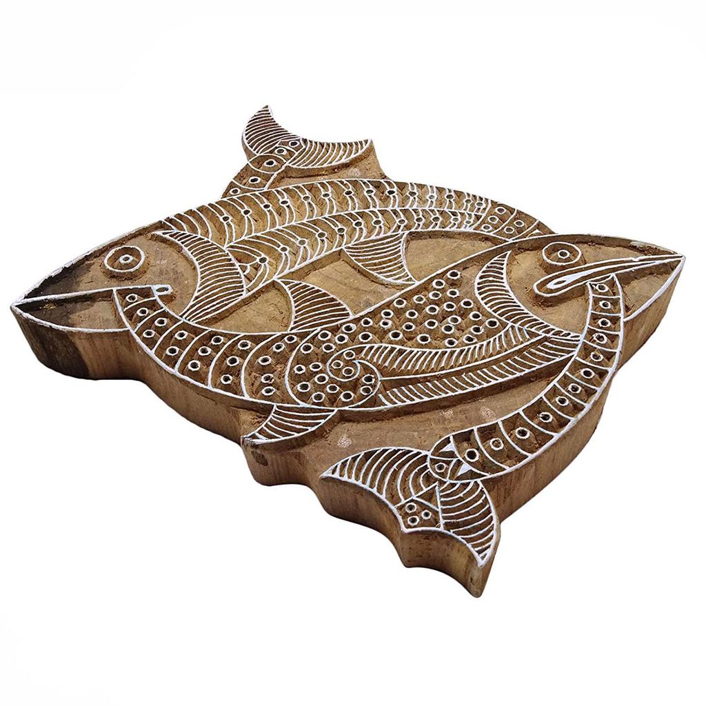 Fish Wooden Textile Stamps Printing Block Indian Stamp Decorative Wooden