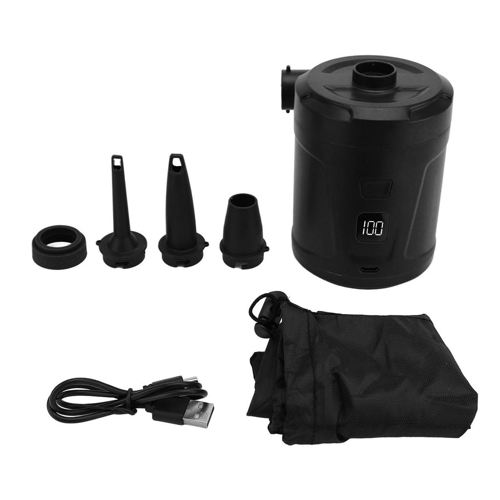 Electric Air Pump with 4 Nozzles Inflatable 5200mAh USB Rechargeable LED Display Portable Tire Infla