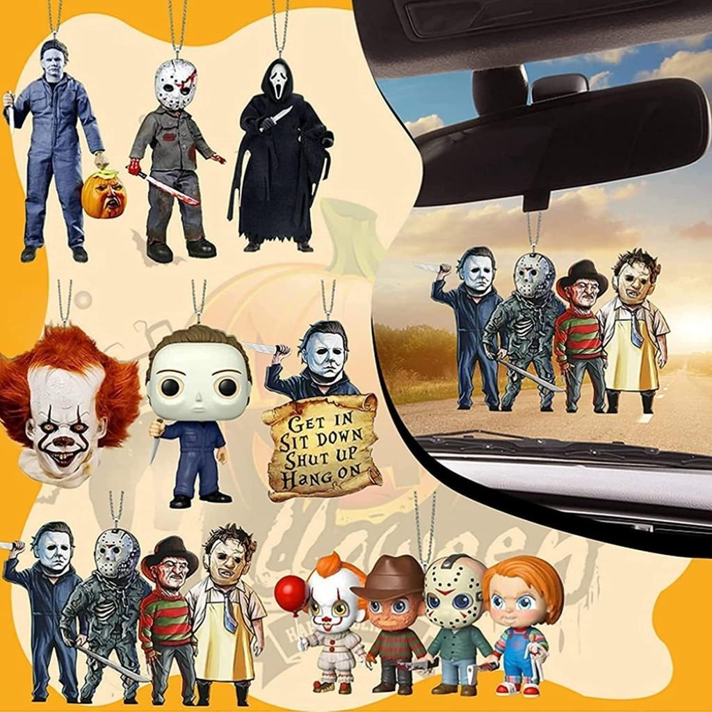 Creative Halloween Scary Car Hanging Decoration With Colorful Acrylic Design