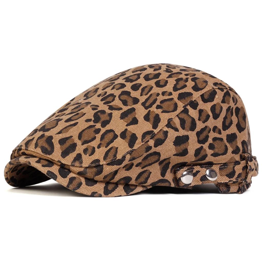 Cappelli da Newsboy Stampa Leopardo Unisex Cappelli da Pittore Britannici Uomo Berretti Autunno Inverno Cappello Piatto Regolabile con Visiera Berretti Hip Hop