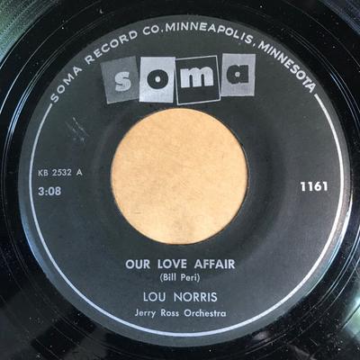 7inch Record LOU NORRIS - Our Love Affair 1161 Soma 1961 US Jazz Used