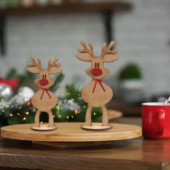 Yousheng Christmas Freestanding Reindeer Holiday Wooden Standing Reindeer Tabletop Decoration for Xmas Dinner Table Decor