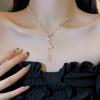 New 925 Silver Star Moon Necklace Pearl Tassel Collarbone Chain Sparkling Zircon Pendant Wedding Jewelry Accessories