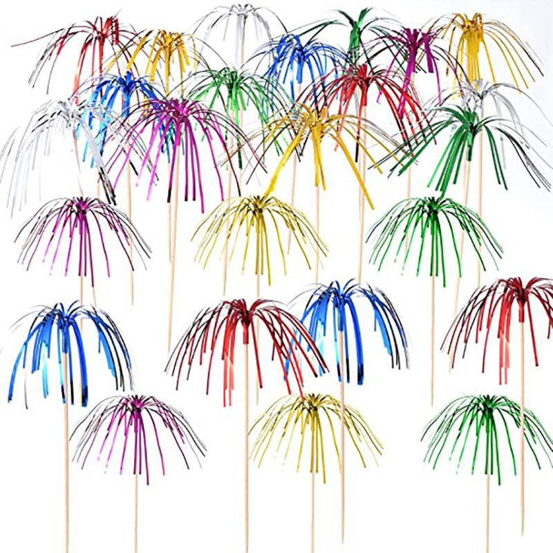 100Pcs Firework Cocktail Picks Cupcake Toppers Drink Appetizer Toothpicks New
