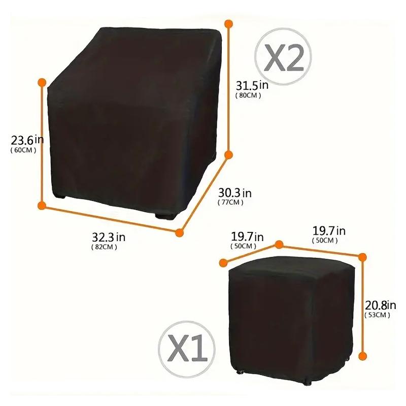 3PC Waterproof Patio Table and Chair Covers Easy Maintenance Heavy-Duty Sofa & Coffee Table Protector All-Weather Material