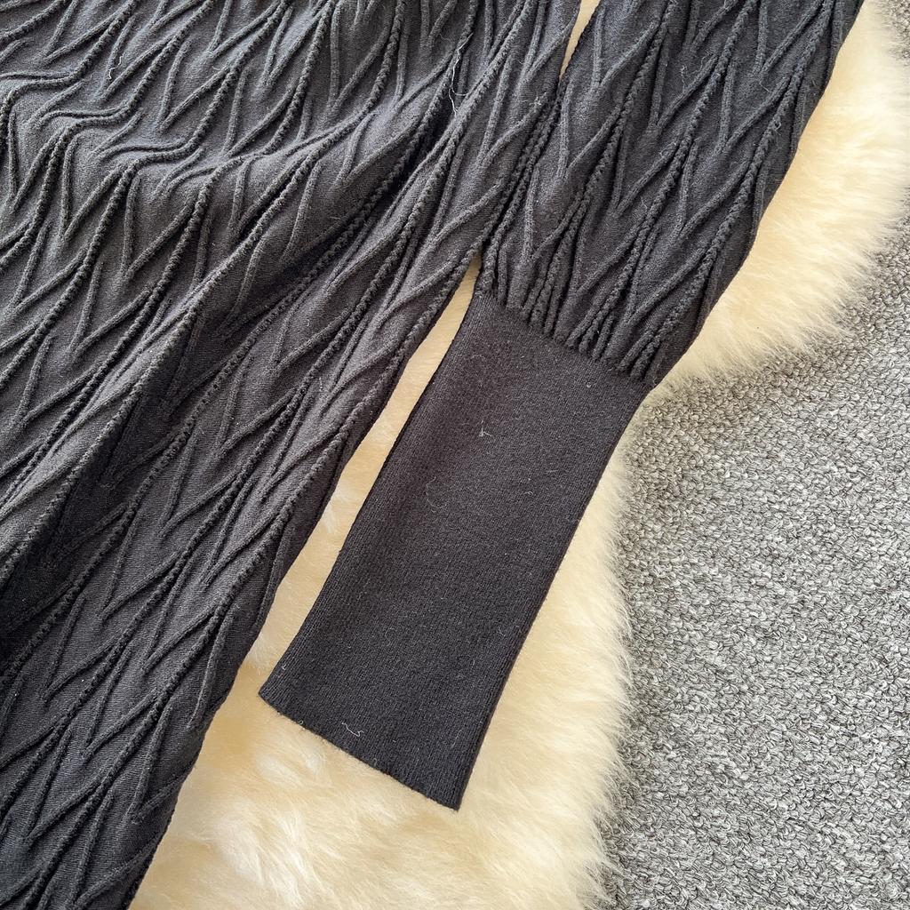 Autumn Winter Women Elegant V-neck Knitted Sweater Twist Pullover Dresses