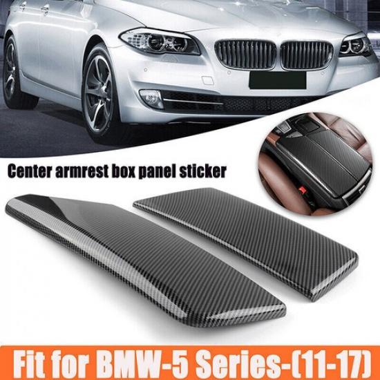 For 2011~2017 BMW 5 Series Armrest Box Console Box Cover Trim Carbon Fiber Color