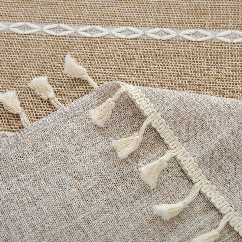 Japanese Cotton Linen Tassel Tablecloth, Art Rectangle, Nordic Style