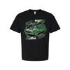 Holden HQ Monaro Car Graphic T Shirt With Green Muscle Car Illustration For Unis