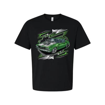 Holden HQ Monaro Car Graphic T Shirt With Green Muscle Car Illustration For Unis
