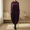 Abito in Velluto da Donna Primavera Autunno Collo Tondo Ampio Casual Lungo