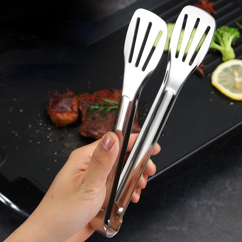 Stainless Steel Food Tongs 304 Non Slip Barbecue Steak Clip Frying Fish Grill Bread Clips Kitchen Tool Cooking Tongs Tools