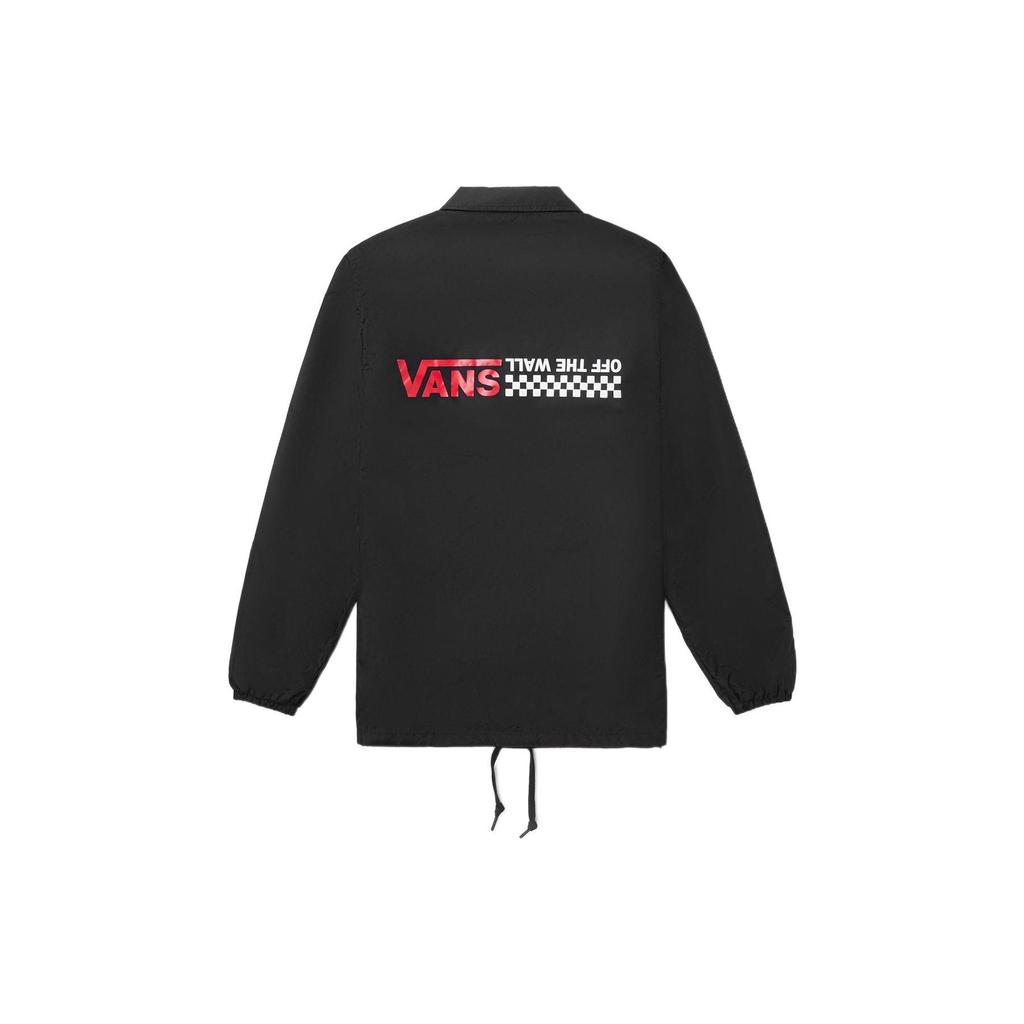 Vans Casual Retro Sports Polo Shirt Letter Long Sleeve Jacket Unisex Jacket Black VN0A4MLKBLK
