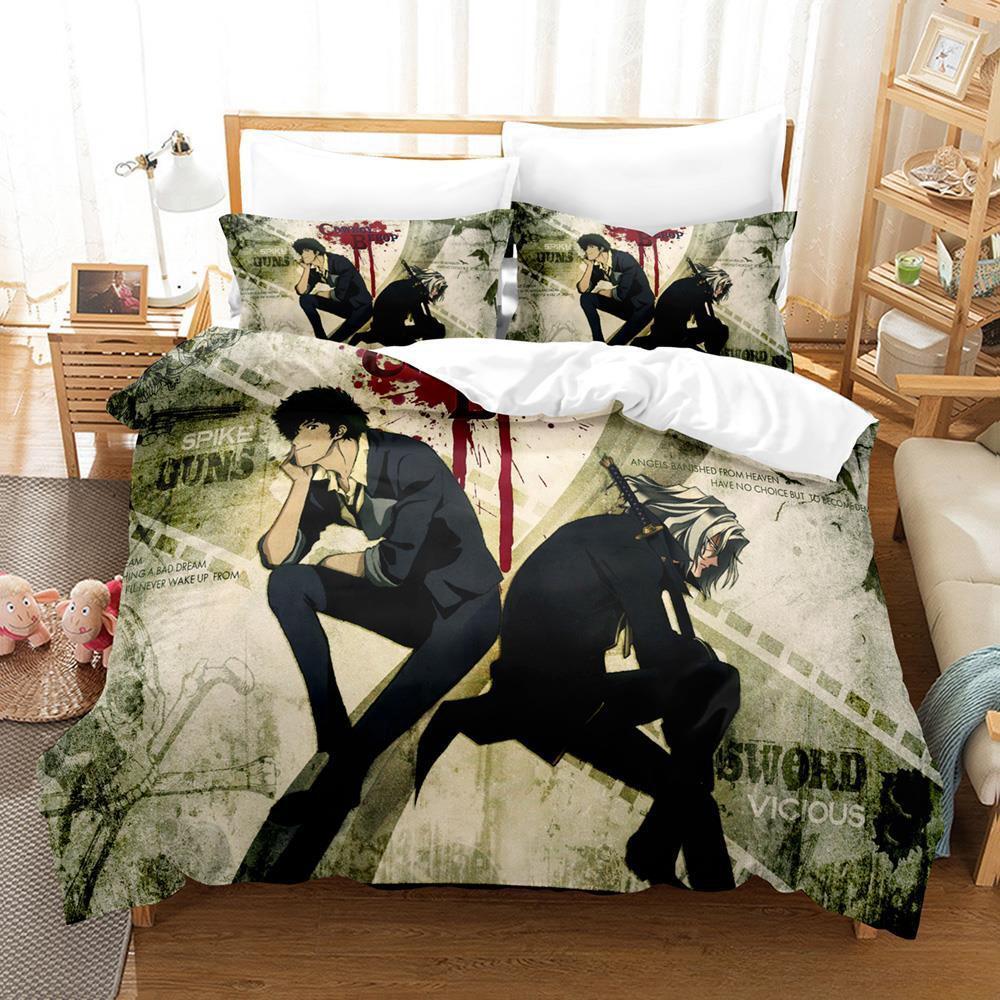 Neues Cowboy Bebop-Bettwäscheset, Einzelbett, Doppelbett, Queensize-Bett, Kingsize-Bett, Bettbezug-Set für Erwachsene und Kinder, Schlafzimmer, 3D-Spiel-Bettlaken-Set