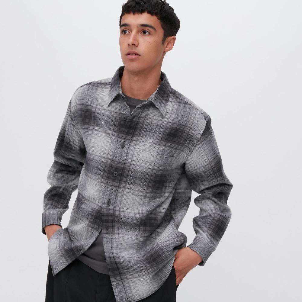 

UNIQLO JAPAN Фланелевая рубашка в клетку, стандартный воротник, длинные рукава
