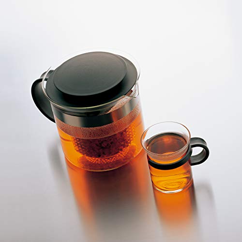 BODUM Bistro Nouveau Teapot, 1000ml, Black. Suitable for black tea, green tea, Chinese tea, herbal tea, and fruit tea. Includes plastic filter and gla