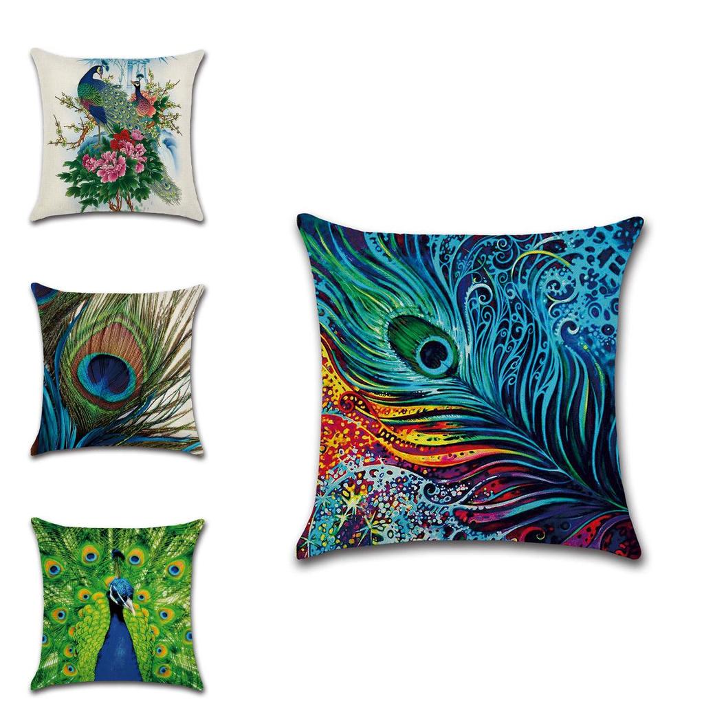 Premium Quality Peacock Feathers Sofa Bed Car Pillow Case For Timeless Home Elegance