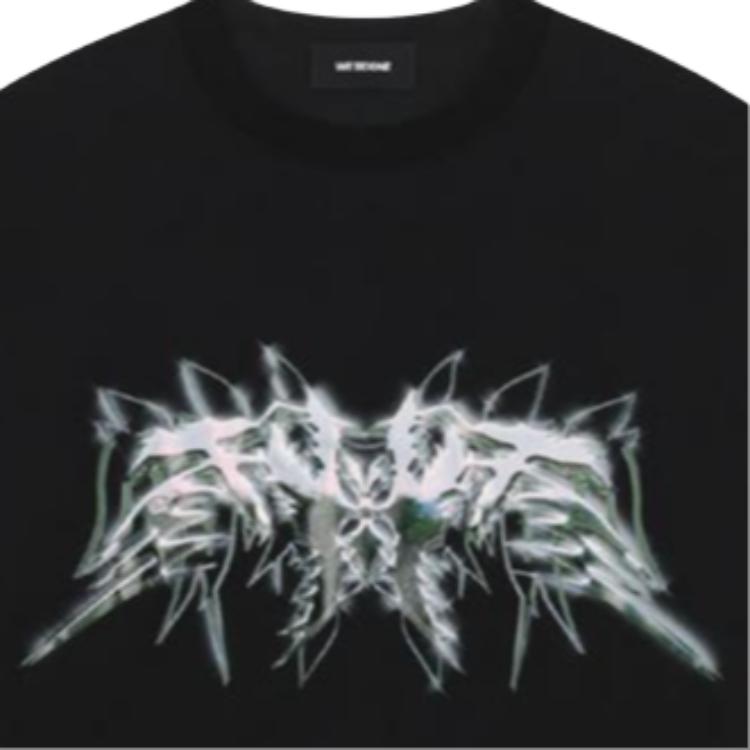 WE11DONE Ss23 Rundhals Bedrucktes Brustmuster Pullover Kurzarm T-Shirt Unisex T-Shirt Schwarz WD-TT1-23-822-U-BK