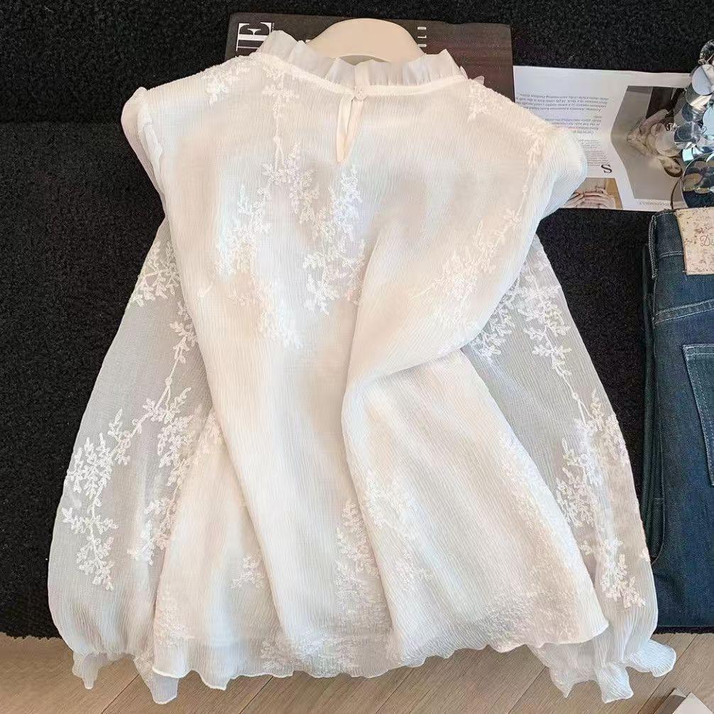 Women s Long Sleeve Lace Crochet Pleated Top - French Texture 2XL (suggested 140-155 jin)