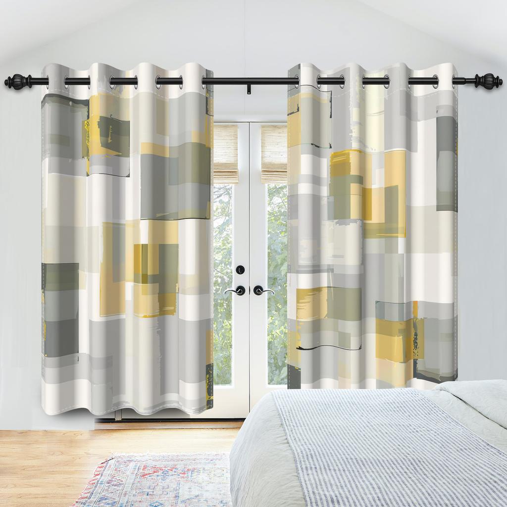 Blackout Abstract Geometric Art Curtains Multicolor Bedroom Living Room Kitchen Decorative Top Curtain Modern Polyester With Grommet Washable Ready