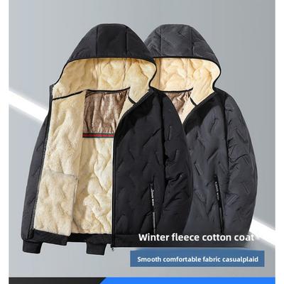 Baumwolljacke mit Kapuze für Herren mit Plüsch-Baumwolljacke für den Winter, Warme Graphen-Baumwolljacke, Ultraschall-Baumwolljacke für Herren