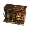 DIY Corner Tavern House Wooden Miniature Model Kit 3D Puzzle with Light Furniture Doll Houses Cottage for Friends Birthday Gifts