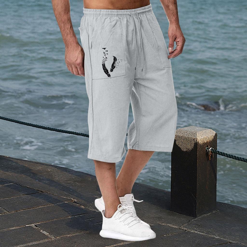 Lässige Sporthose aus Baumwolle und Leinen für Herren