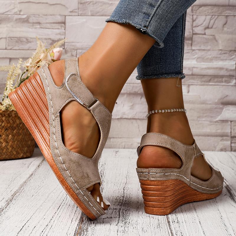 Fashion Plus Size Fashion Wedge Sandals for Women Summer 2025 Casual Non Slip Beach Shoes Woman Peep Toe Platform Roman Sandalias Mujer